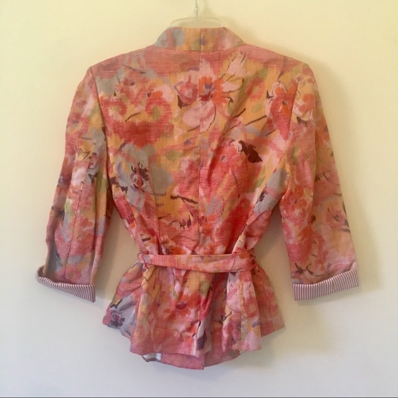 {Banana Republic} Floral Linen Blend Tie Blazer - Picture 3 of 8